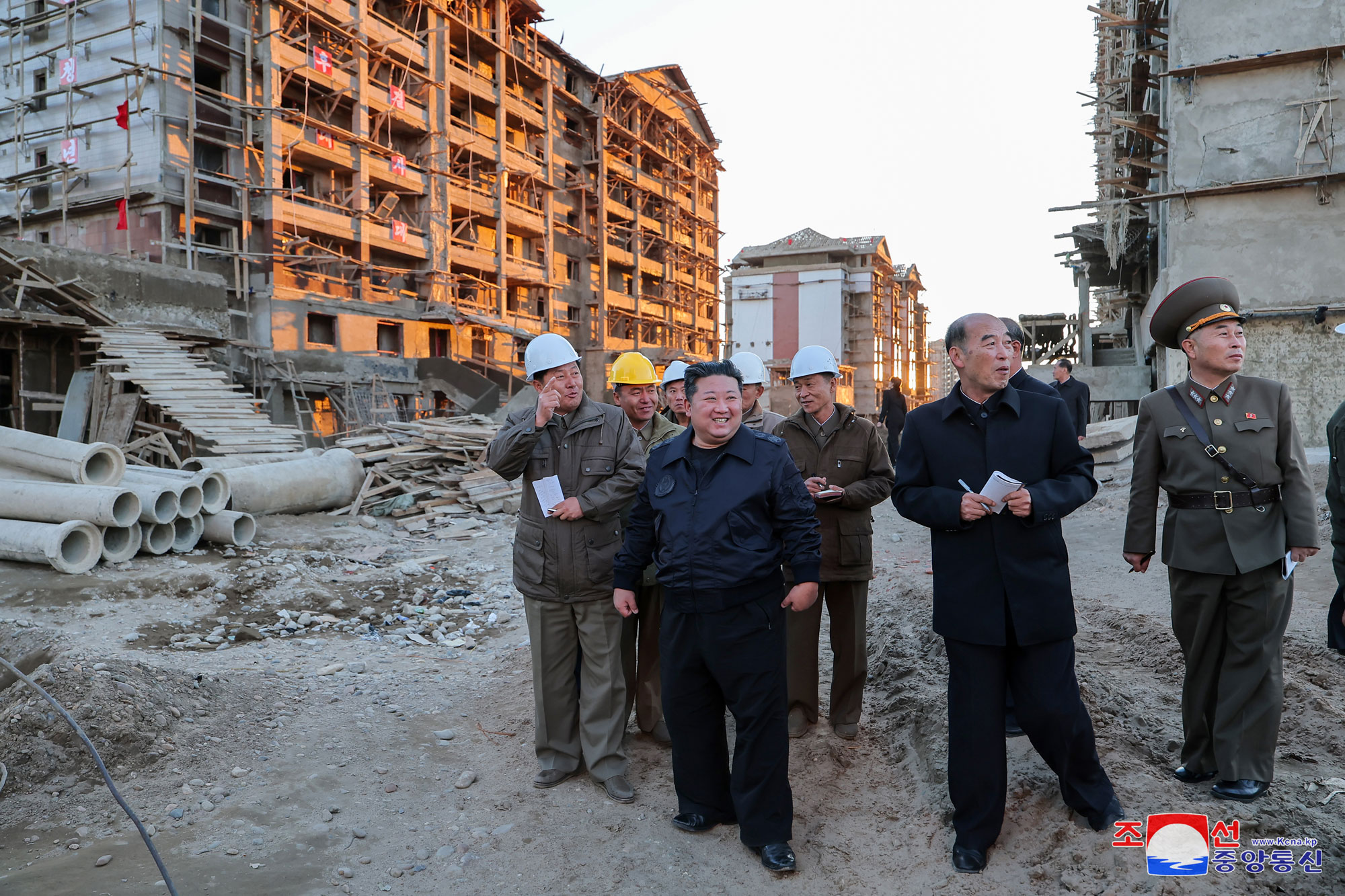 President of State Affairs Kim Jong Un inspects sites of reconstruction of flood-hit areas in North Phyongan Province