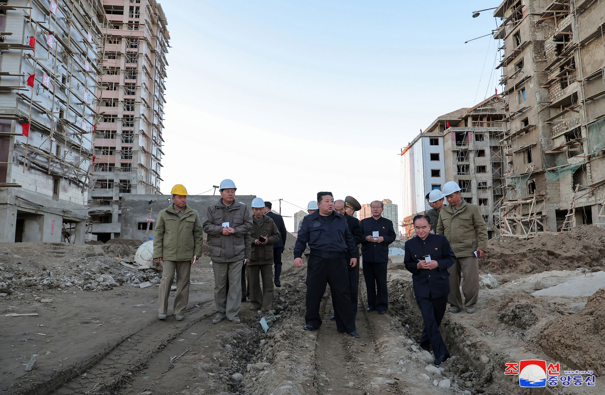 President of State Affairs Kim Jong Un inspects sites of reconstruction of flood-hit areas in North Phyongan Province