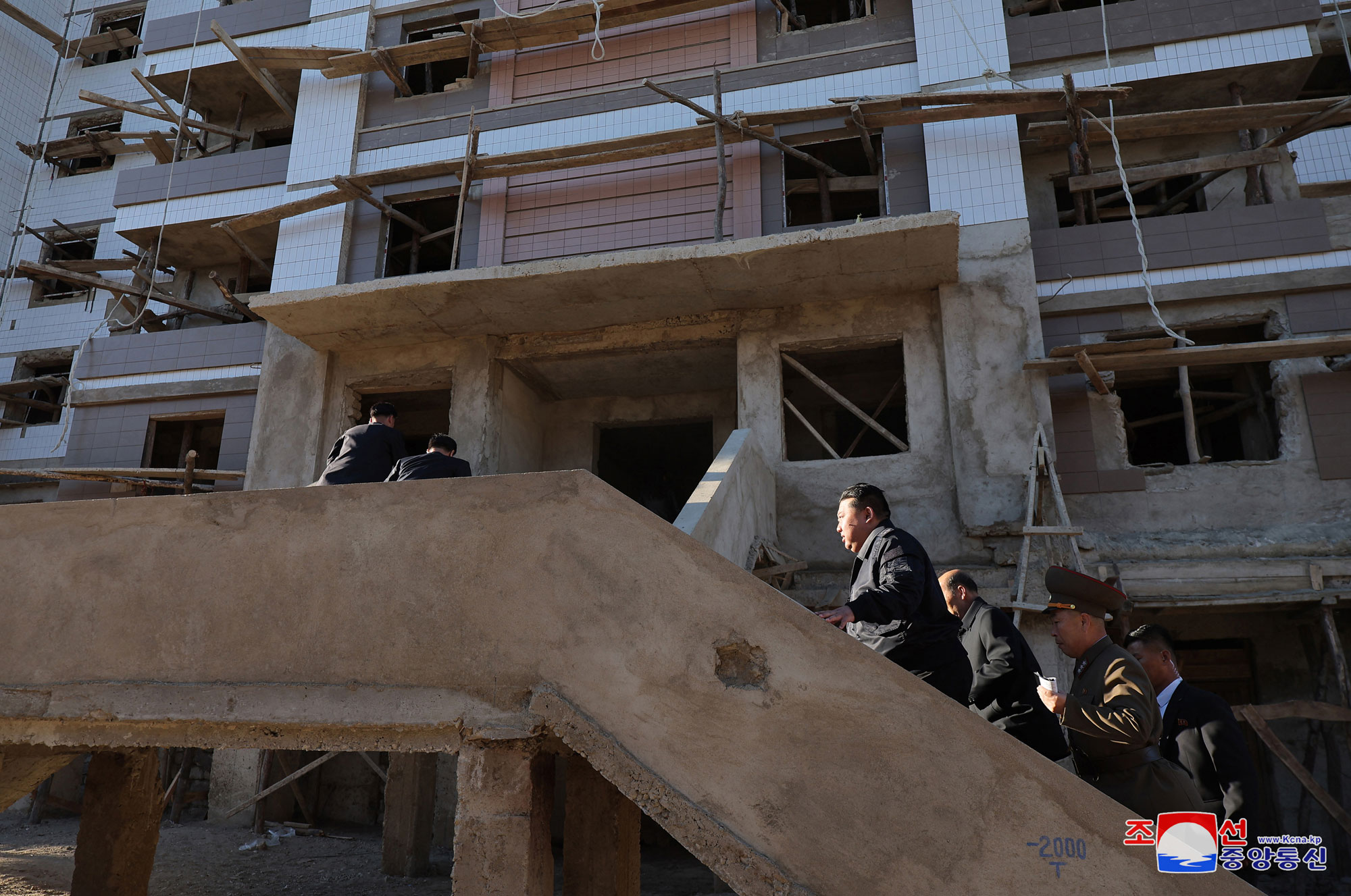 President of State Affairs Kim Jong Un inspects sites of reconstruction of flood-hit areas in North Phyongan Province