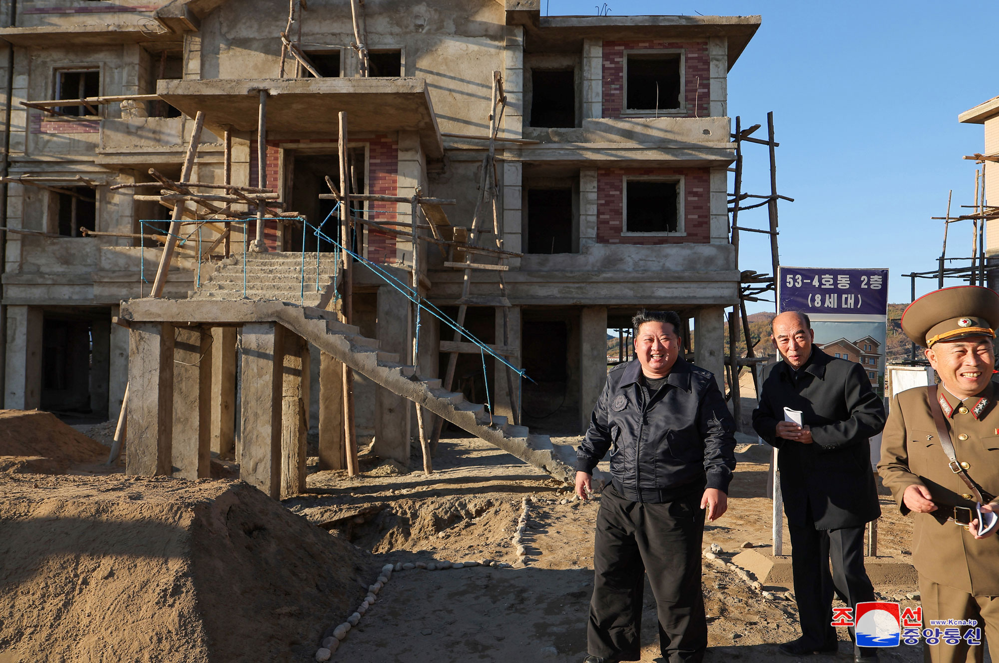 President of State Affairs Kim Jong Un inspects sites of reconstruction of flood-hit areas in North Phyongan Province