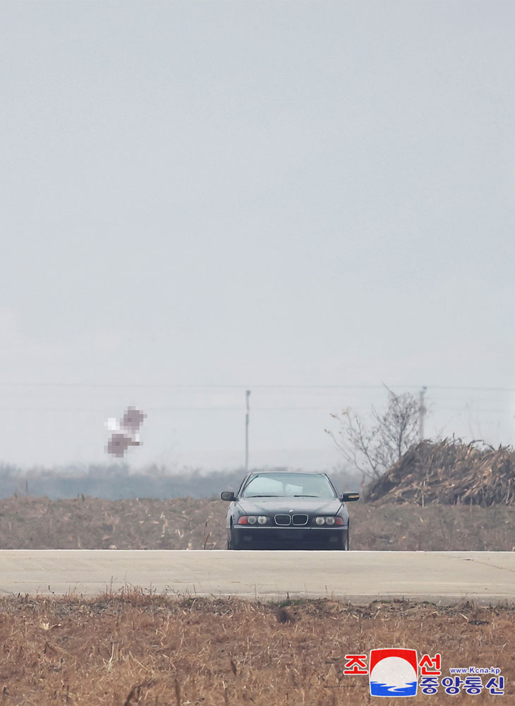  President of State Affairs Kim Jong Un guides performance test of suicide attack drones of various types