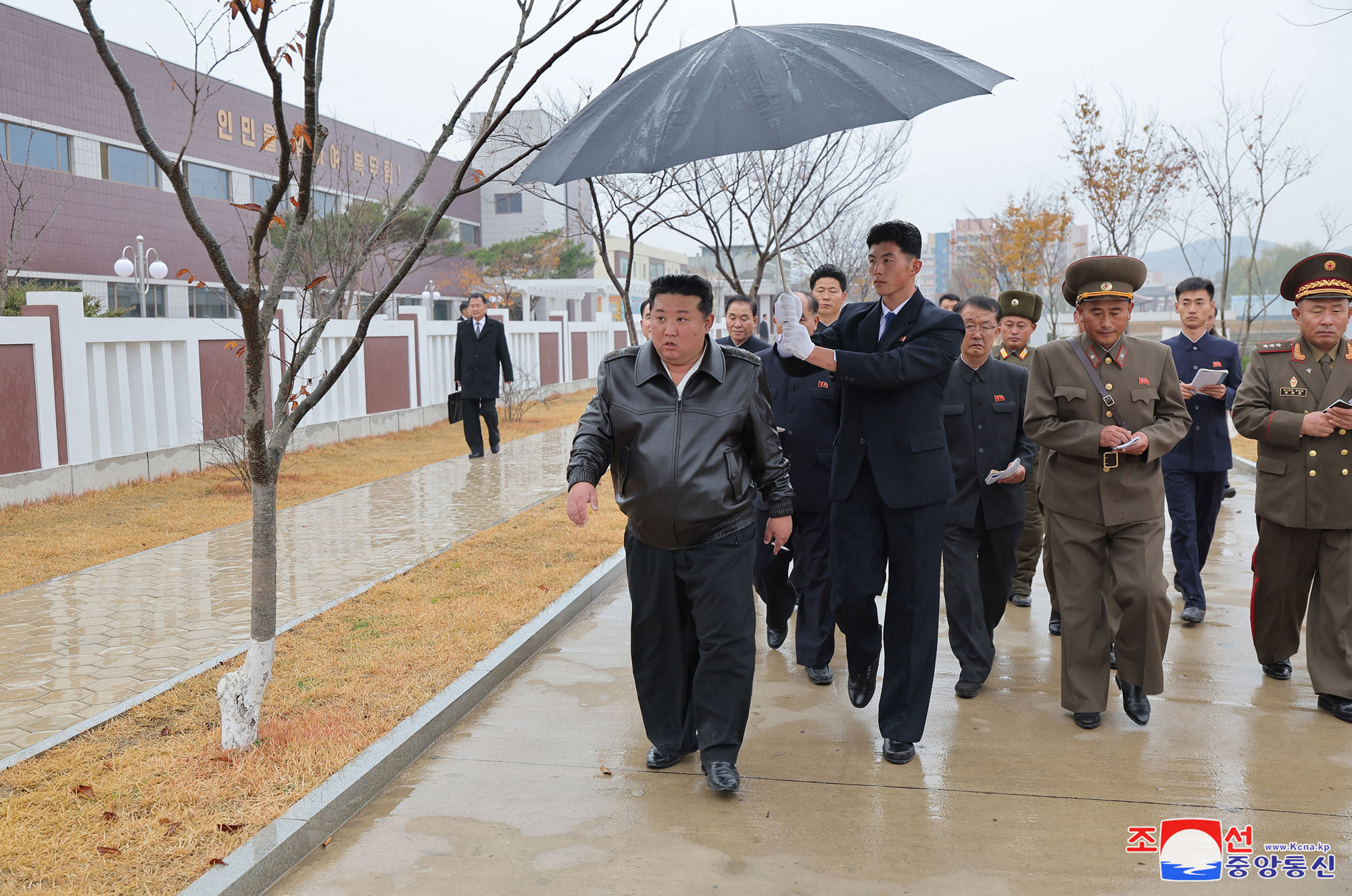 President of State Affairs Kim Jong Un gives field guidance at regional-industry factories under construction in Jaeryong County