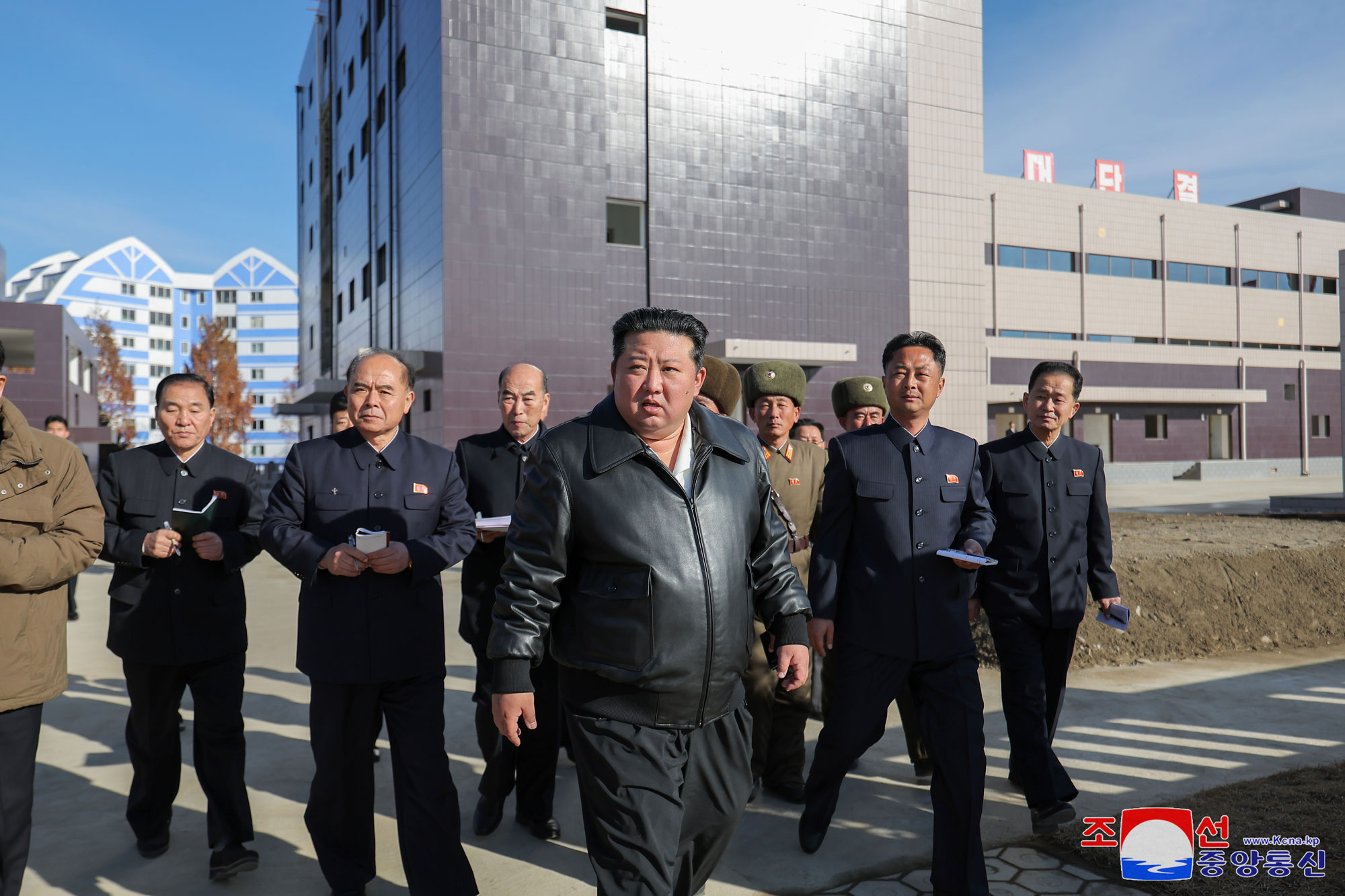 President of State Affairs Kim Jong Un inspects regional-industry factories under construction in Songchon County