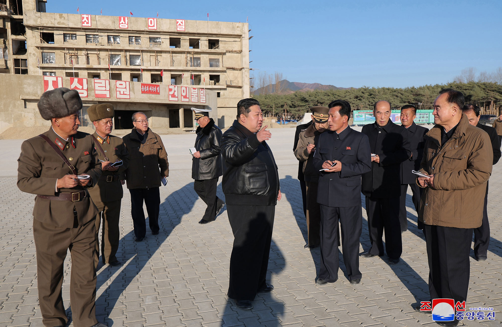 President of State Affairs Kim Jong Un inspects Sinpho City Offshore Farm in South Hamgyong Province under construction 