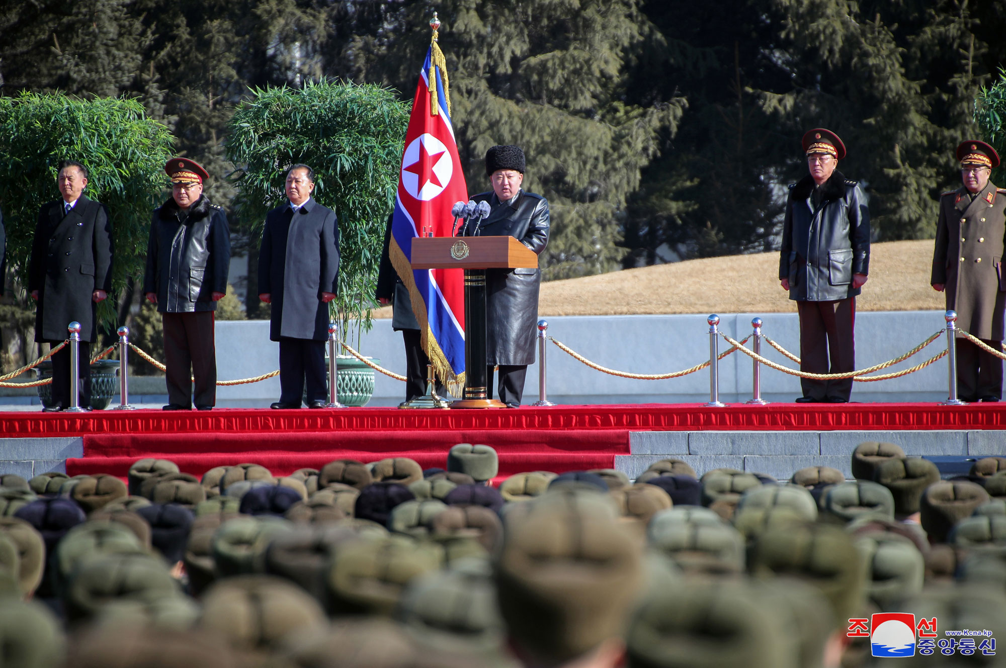 Estimado compañero Kim Jong Un visita Academia Militar Política Kim Il Sung